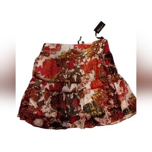 Skye's The Limit Floral Print Red Women's Skirt Size L NWT